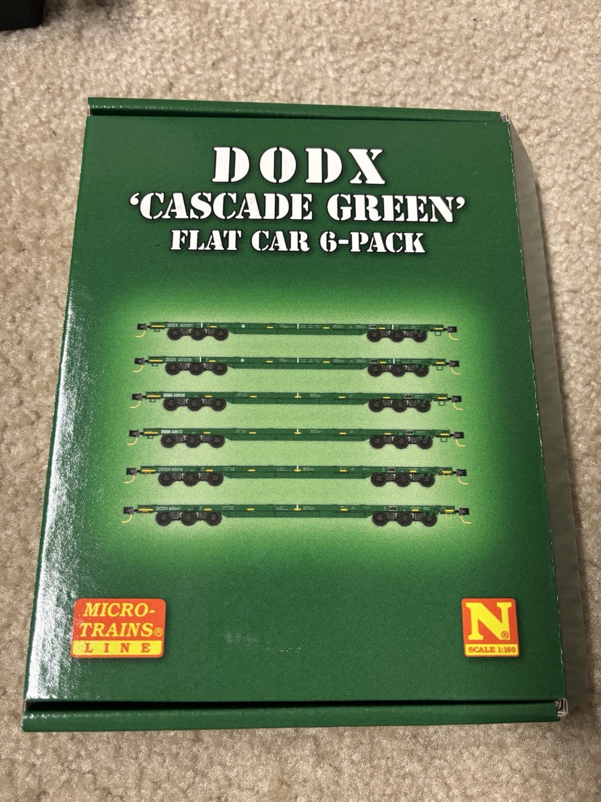 Micro Trains 99301611 - DODX Flat Car Set - Cascade Green - Set Of 6