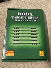 Micro Trains 99301611 - DODX Flat Car Set - Cascade Green - Set Of 6
