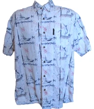 Magellan Men's Medium Swordfish Nautical Button Up Shirt