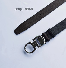 Ferragamo Reversible Adjustable Belt 120cm Silver Gancini Buckle Men's