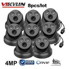 8pcs Vikylin 4MP HD IP Camera IR Light Audio POE Wired Outdoor Indoor CCTV Black