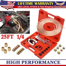 Racewill Brake Line Kit 1/4 25ft Copper Pipe + Flaring Tool + 20 Nuts Fittings