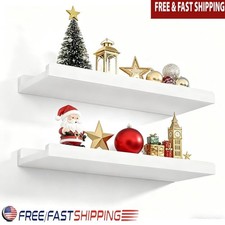 Rustic Floating Shelves Solid Wood Wall Storage Easy Install 36Lb Capacity New