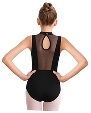 Cap Sleeve Ballet Leotards for Girls Dance 8-10 Years Black turtleneck 