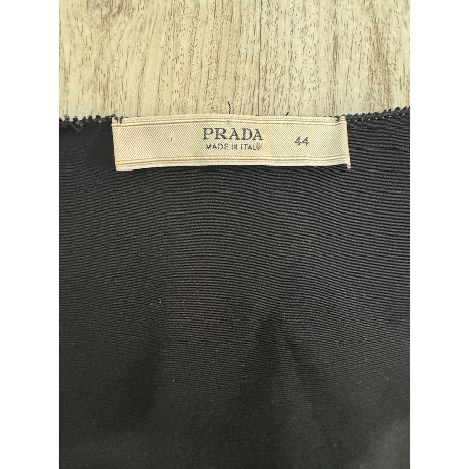 Prada Black Silk Satin Draped Peplum Top – Made in Italy – Size IT 44 (US 8) - Image 3 of 4