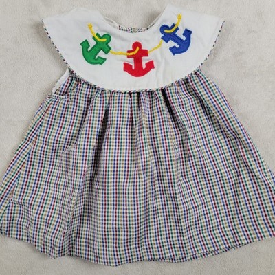  Vintage Samara Baby Girls  Gingham Sailor Dress  Size 2T