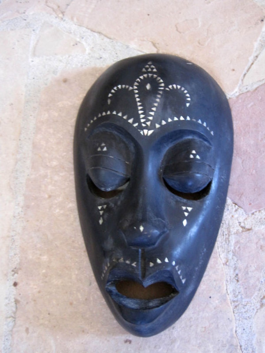 Handcrafted Black African Mask w Mother of Pearl | eBay