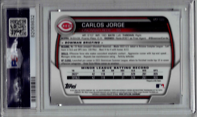 Carlos Jorge Cincinnati 2023 Bowman Mega Box Aqua 1st Bowman PSA 9