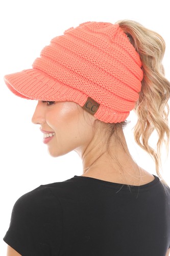 C.C BeanieTail Soft Stretch Cable Knit Messy High Bun Ponytail Beanie Hat - Picture 222 of 230