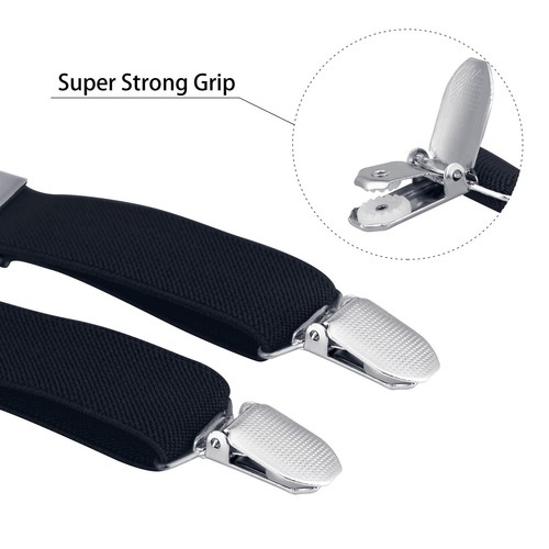 Buyless Fashion Men 2 Pack Suspender - 48" Adjustable Straps 1" - Leather Y Back - Picture 2 of 90