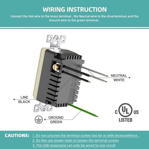 10Pack 4.8A USB C Outlet PD 24W 125 Volt, 20 Amp Tamper-Resistant Outlet 