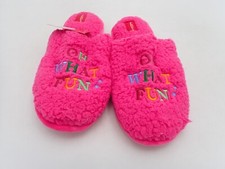 Wondershop Women's Plush Pink Slippers "Oh What Fun" Size L 9-10  XL 11-12 
