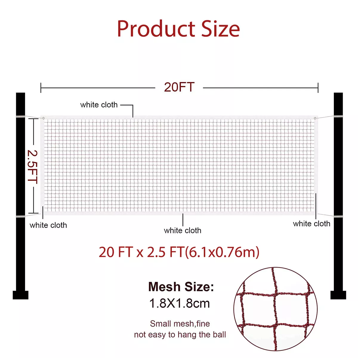 volleyball net dimensions