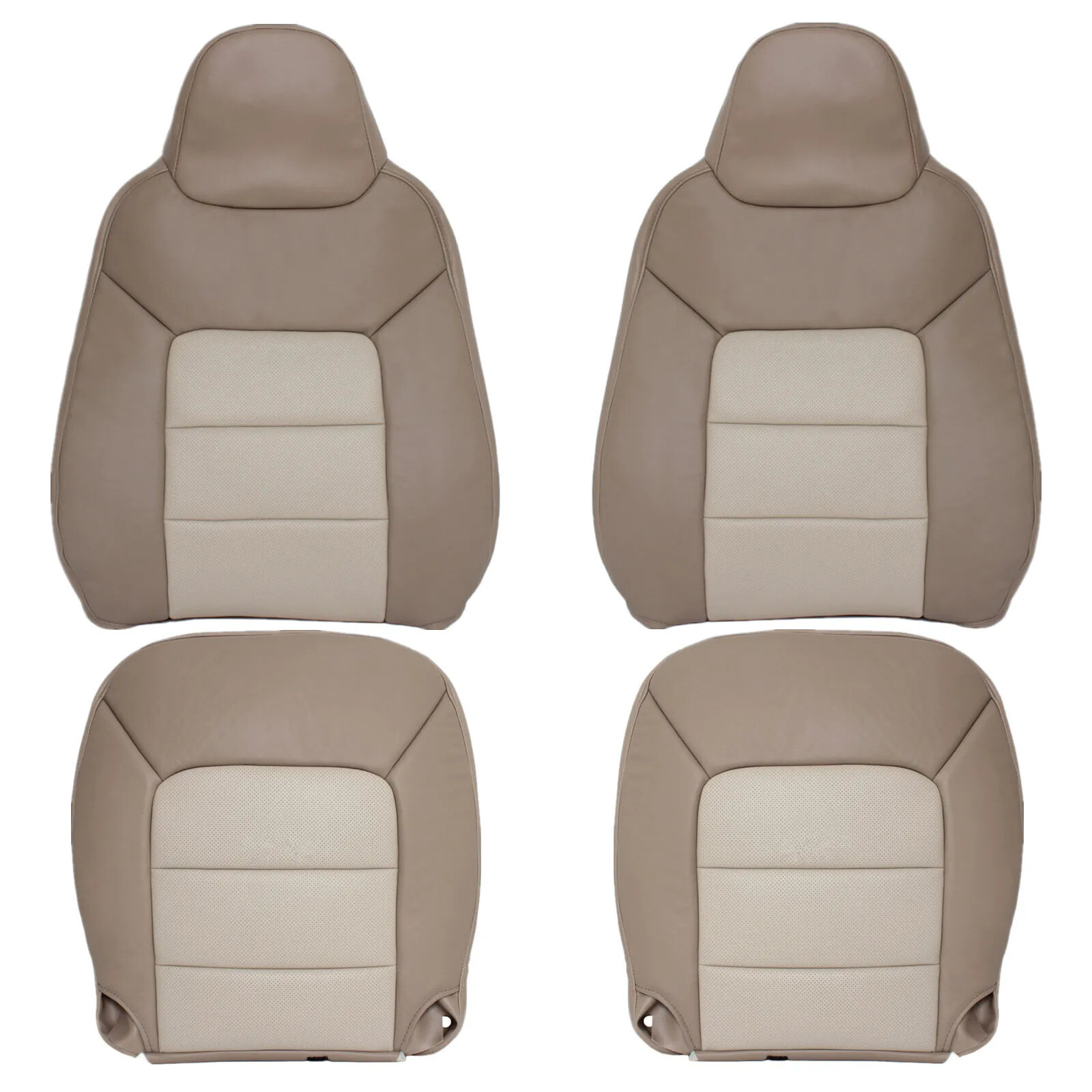 4X Front Leather Seat Cover Kits Tan For Ford Expedition Eddie Bauer 2003-2006