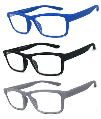 Men Women Fashion Square Rubberized Frame Full Lens Reading Glasses +1.00~ +4.00