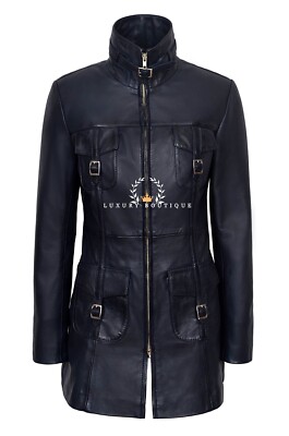 Damen Lederjacke Mode Reißverschluss Gothic Mantel ECHTLEDER Erbsenmantel 1310