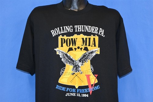 vtg 90s ROLLING THUNDER PENNSYLVANIA 1994 RIDE FOR FREEDOM V POW MIA t-shirt XL - 第 1/5 張圖片