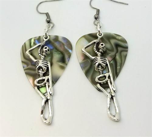 Hanging Skeleton Guitar Pick Earrings - Pick Your Color - Picture 13 of 21
