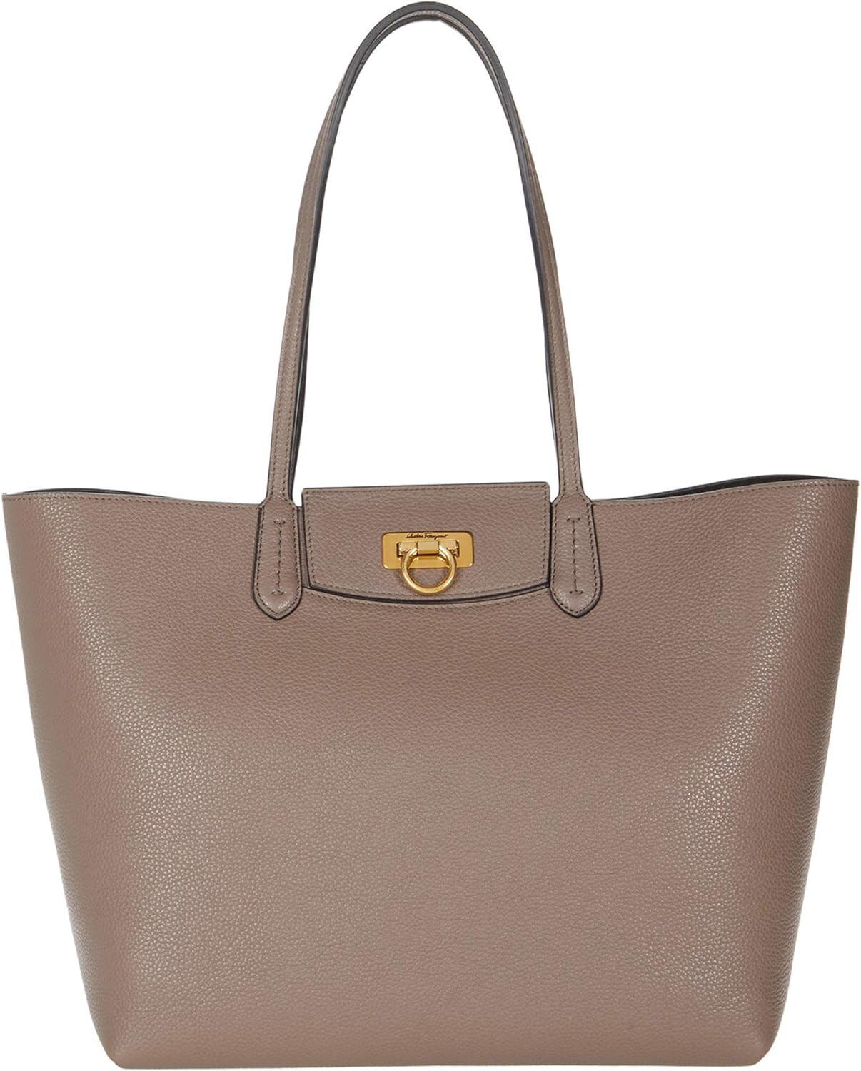 Salvatore Ferragamo Travel Leather Tote Caraway Seed/Nero Beige Brown Tan