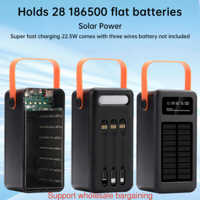 DIY Solar 28 Cells 18650 Battery Case 22.5W Fast-charging Mobile Power Bank Kit