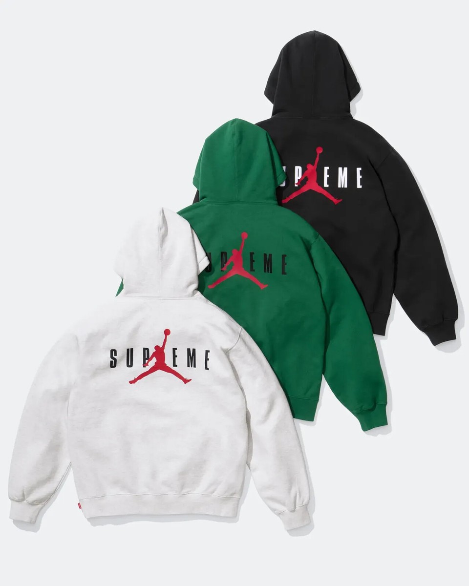 Supreme x Jordan Hooded Sweatshirt 3colors Black Ash Grey Green