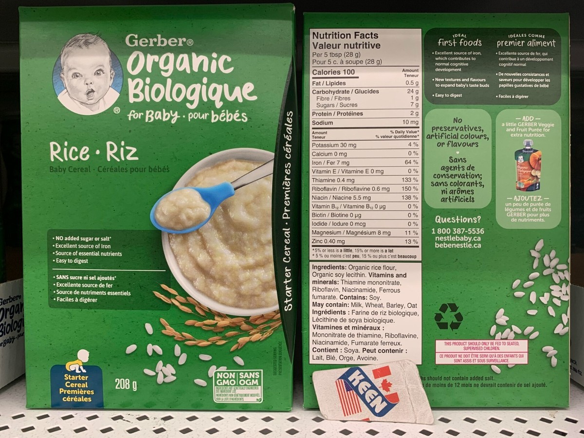GERBER Organic Baby Cereal Rice 208 g, Exp:2026MA12