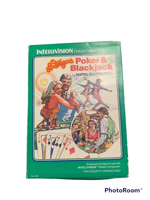 Las Vegas Poker And Blackjack Mattel Intellivision Video Game Overlay Manual Box