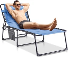 EZCHEER Oversized Folding Chaise Lounge Outdoor, Support 300lbs Pool Beach Chair