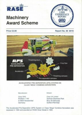 RASE Machinery Award Scheme Claas APS System On Mega Combine 95 001S 0608F