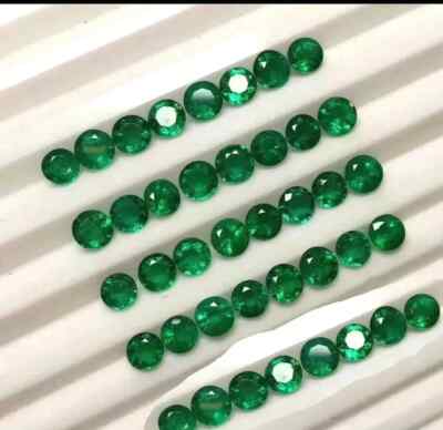 Colombian Green Emerald Round 7 mm Natural Loose Certified Gemstones Lot 15 Pcs