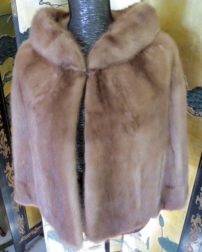 Natural Brown Emba Mink Fur Cape Shawl Coat Shiny Soft, Size M - STUNNING!!!  - Picture 1 of 9