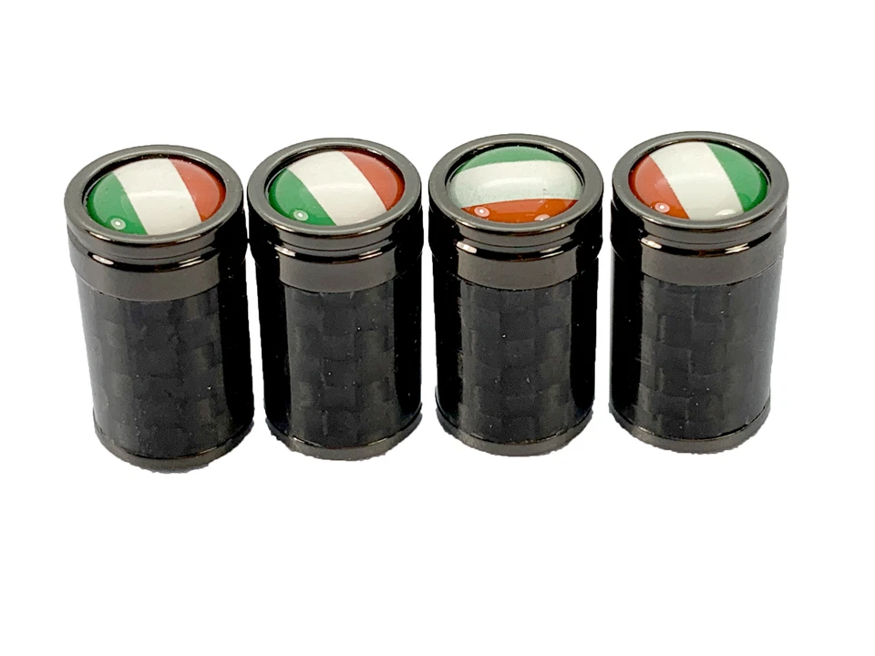 Крышки штока воздушного клапана шины из настоящего углеродного волокна черный хром сплав флаг Италии AFLM - Изображение 2 из 3