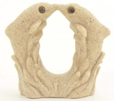 Kissing Dolphin Sand Sculpture Figurine 2 5/8" Tall Beach Decor Mr. Sandman 