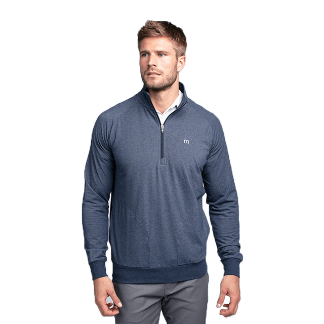TRAVIS MATHEW MENS ZACHARY GOLF HALF ZIP PULLOVER HEATHER NAVY 2XL NWOT