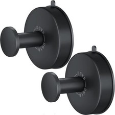 Suction Cup Hooks for Shower 2 Pcs Matte Black Towel Hooks for Bathrooms SUS 304