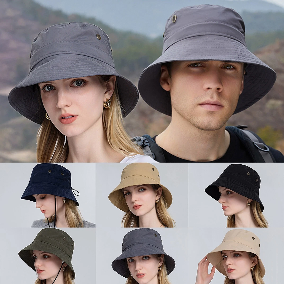 Women Sun Hat Wide Brim Protection Beach Hat Adjustable Bucket Hat Summer  Hats