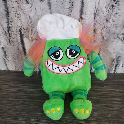 Green Smiling Monster Chef Foam Plush Grinning 9'' Stuffed Animal