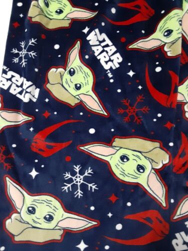 Star Wars BABY YODA & SNOWFLAKES Lounge PAJAMA PANTS Boy's Size Large Holiday - Picture 2 of 7