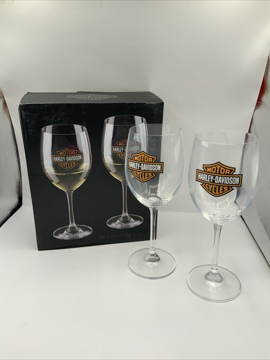 Harley Davidson Bar & Shield Logo Wine Glass Set | eBay
