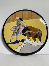 Lamosa Ladrillera Mexican Scenic Pottery Tea Tile 8.5” Matador Bull Fighter WOW!