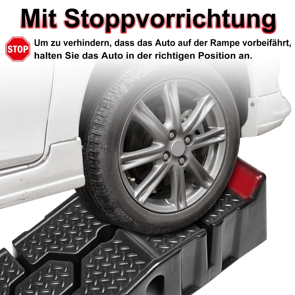 2 Stück Auffahrrampen Ladehilfe 2.5T bis 330 mm Hebebühne KFZ PKW Rampe Auto - Bild 3 von 4