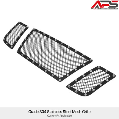 Fits 2008-2015 Nissan Titan Main Upper Stainless Steel Black Mesh