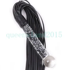 Fantasy PU PU Whip Flogger Crystal Glass Handle Tassel Restraint Horse Crop