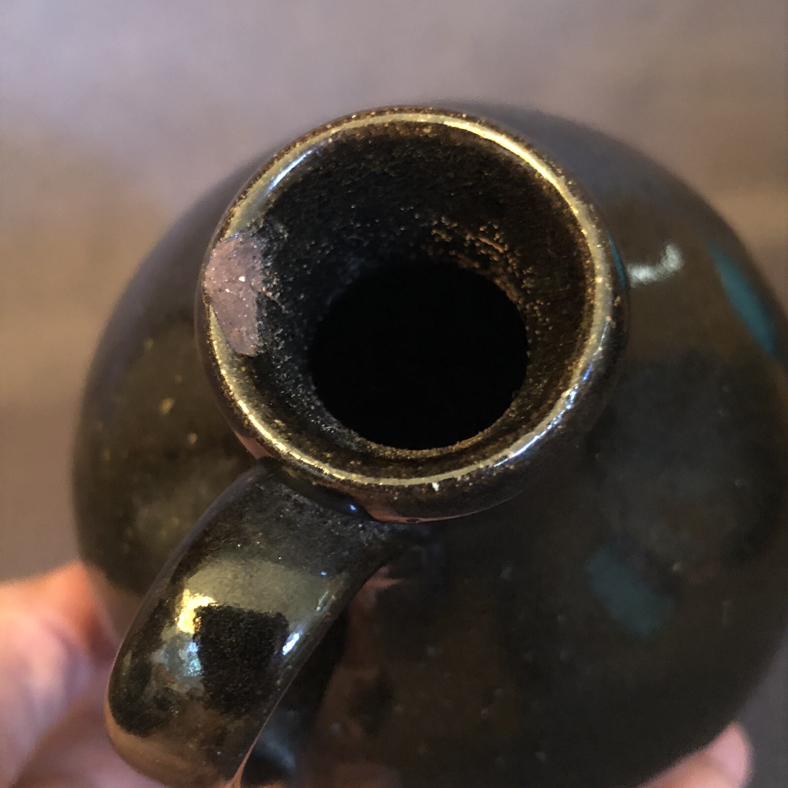 Jugtown Ware Dark Earthy Jug 7” Pottery Seagrove NC Stamped Dated 1984 Vintage