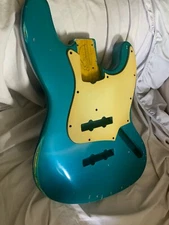 JAZZ BASS Body RELIC Nitro ThinSkin Aged Patina Blue w/ PICKGUARD JVGuitars