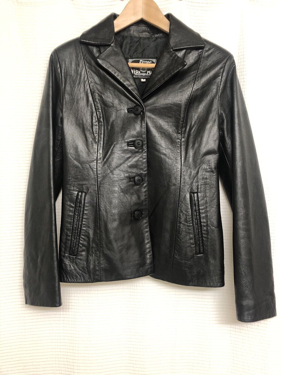 Vera Pelle Women's Leather Jacket XS Made in Italy Coat Vera Pelle Women's Leather Jacket XS Made in Italy Coat