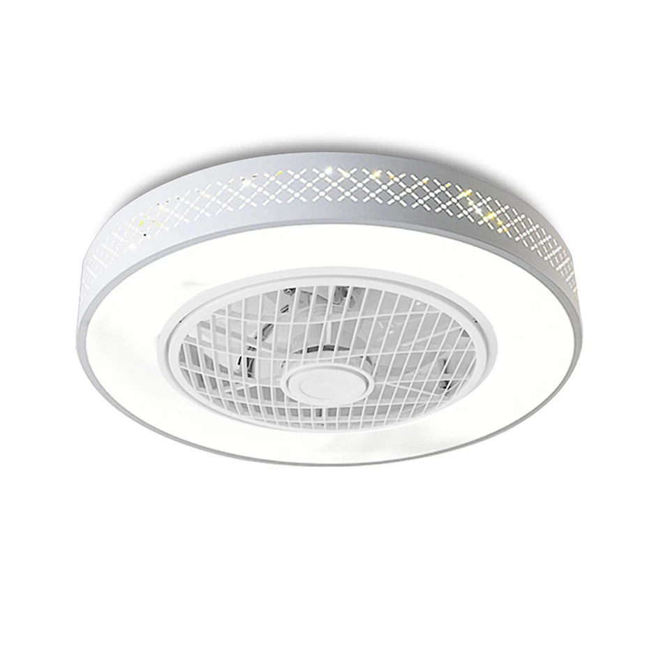 Remote LED Ceiling Fan Light Enclosed Chandelier Fan Lamp Dimmable 3 Speed Fan - Image 3 of 4