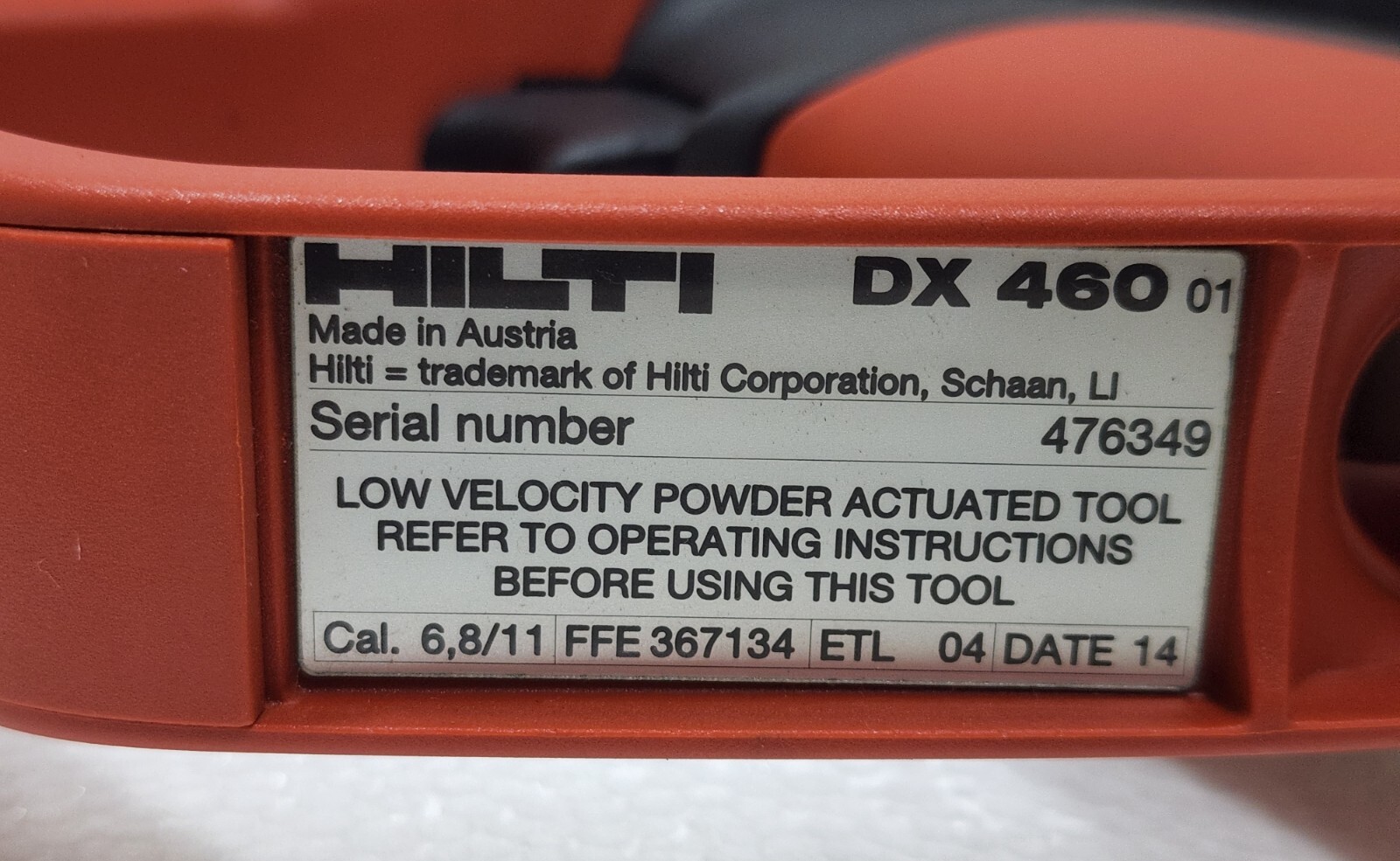 HILTI DX 460F8 POWDER ACTUATED FASTENING TOOL 305174 (NEW, AS PICTURED