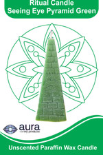 GREEN SEEING EYE PYRAMID SCENTED 5.0" CANDLE WICCA PAGAN SPELL MAGICK HOODOO