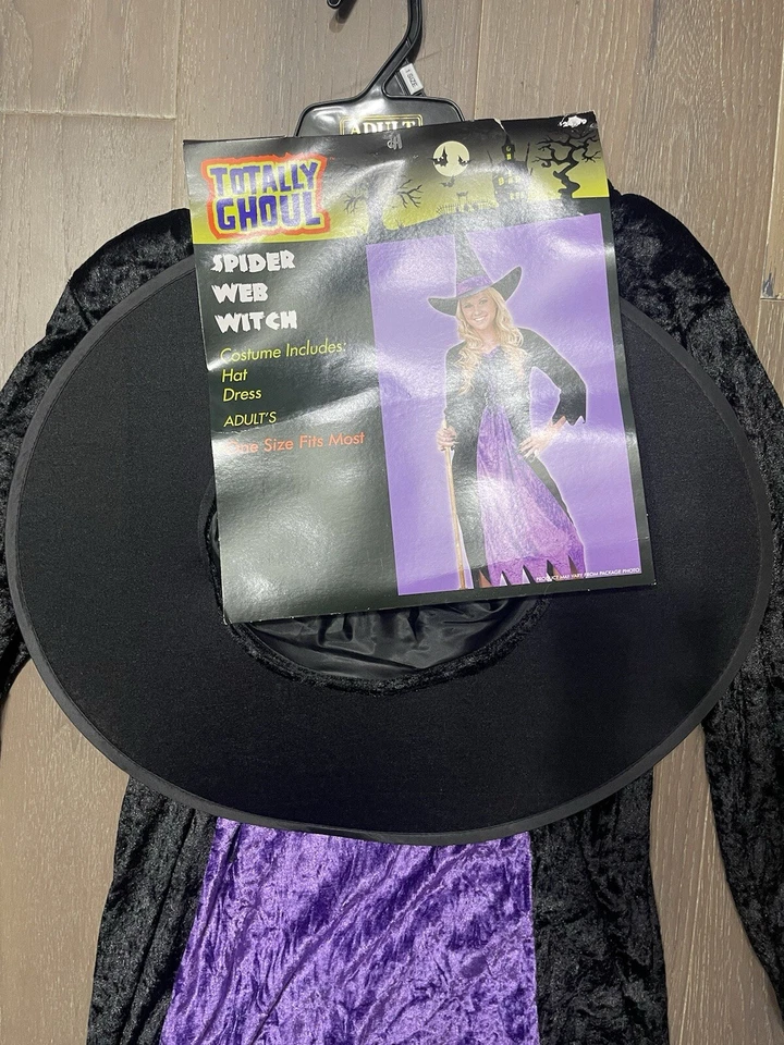 Bruxa de teia de aranha Totally Ghoul. Vestido/chapéu tamanho único novo com etiquetas - Imagem 2 de 3